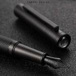 Matte Black Forest Fountain Pen Extra Fine Nib Classic Design with Converter and Metal Pen Box Set by Asvine