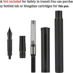 Matte Black Forest Fountain Pen Extra Fine Nib Classic Design with Converter and Metal Pen Box Set by Asvine