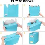 BALEINE File Organizer Box, Cardboard File Folder Organizer with Handle for Letter Size, Portable Collapsible Hanging Filing Box for Home Office Document Storage (2 Pack, Blue)