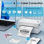 Bluetooth Thermal Shipping Label Printer, 4x6 Portable Thermal dress Label Printer for Small Business, Compatible with iPhone,Android,Windows,Mac–Works with Ebay Shopify USPS&More, White