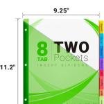 8-Tab Dividers for 3-Ring Binders, 48 Counts 3 Holes Index Dividers with 2 Pockets, Insertable 8 Tabs Binder Divider for 1/2''/1''/2''/3'' inch Binders, 8 Colors (6)