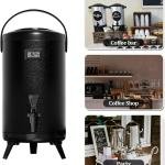 Insulated 3.2 Gallon Hot & Cold Drink Dispenser, Thermal Beverage Dispenser for Hot/Cold Water, Party Chocolate Drinks (Matt Black)