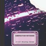 Composition Notebook: Wide Ruled Workbook, 7.5 x 9.25 inches, 100 Pages for writing Notes and Exercises/Cute Gift for Boys, Girls, Kids, Teens, ults. (Purple Neon Themed Cover).