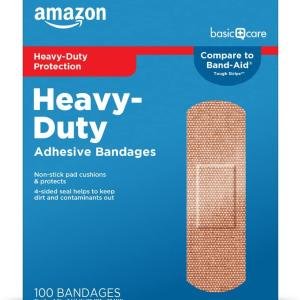 Basic Care Heavy-Duty Fabric hesive Bandages, First Aid and Wound Care Supplies, One Size, 100 Count