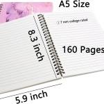 8pcs Spiral Notebook School Supplies Hardcover A5 7mm College Ruled 8.3 Inch x 5.9 Inch 80 Sheets -160 Pages Marble printed Journals for Work Students Study and Notes (8pcs)
