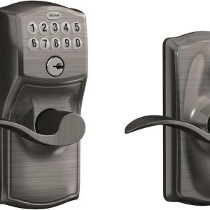SCHLAGE FE595 CAM 620 ACC Camelot Keyp Entry with Flex-Lock and Accent Levers, Antique Pewter