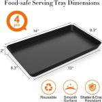 WOWBOX 4 pcs Serving Tray for Entertaining, Serving Platters for Snacks, Fruit, Cookies, Dessert, Reusable Plastic Trays for Serving Food and Pantry Organization in Kitchen & for Parties, (Black)