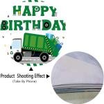 7x5ft Happy Birthday Garbage Truck Backdrop Waste Management Balloons Green Black Rubbish Truck Trash Can Background Party Decorations Cake Table Banner Props BJOKEM0131