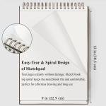 Fuxi 9" x 12" Sketch Book, Top Spiral Bound Sketch P, 100 Sheets 68lb/100gsm Acid-Free Drawing Paper, Art Sketchbook for Drawing P for Kids Artists & Beginners Professional Art Supplies for ults