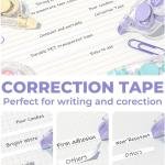 Four Candies White Correction Tape, 39.4 Feet, 4 Pack Easy to Use Applicator for Instant Corrections, Tear-Resistant, Smooth & Quick-Drying Tape for Office & School Supplies