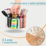 Large Acrylic Pen Holder for Desk, 6 Slots 360-Degree Rotating Pencil Holder Marker Organizer for Kids, Cdy Art Supply Organizer Crayon Organizers for Office School