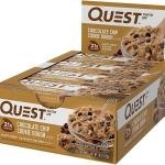 Quest Nutrition Chocolate Chip Dough Cookie Protein Bars, 21g Protein, 1g Sugar, 4g Net Carb, High Fiber, Gluten Free, Keto Friendy, 12 Count