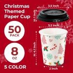 Fit Meal Prep 50 Pack 8 oz Christmas Disposable Coffee Cups with Lids, Premium To Go Paper Cups, Leak Proof Hot Coffee Cups with Lids for Travel, Office, Hot/Cold Beverages (Black Lids)