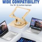 Laptop Stand for Desk, justable Computer Stand with 360° Rotating Base, Ergonomic Laptop Riser for Collaborative Work, Foldable & Portable Laptop Stand, fits for All 10-16" Laptops