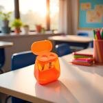 Lid Dual Hole Multifunctional Pencil Sharpener,Lightweight,Portable,Transparent Hand Held Small Compact Pencil Sharpener for Classrooms,Offices Writing and Correction Supplies (Orange)