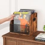 Homeiju 2 Pack Vinyl Storage, Record Crates, Metal & Wooden LP Crate