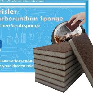 Carborundum Sponge Nano Emery Sponges Caspian Stone Pot Clean Brush Rust Eraser Grit Scouring Ps Pot Cleaning Ps with Carborundum Washing Kitchen Cleaner Tool 8pc