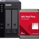 QNAP 2 Bay DAS with 4TB Storage Capacity, USB 3.2 Gen 2 Type-C, Preconfigured RAID 1 WD Red Plus HDD Bundle (TR-002-24WD-US)