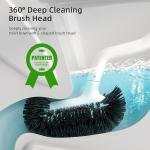 HAMITOR Toilet Bowl Brush Holder Set: Bathroom Deep Cleaning Toilet Cleaner Scrubber Under Rim with Curved Bristle for De Corner Clean - Hidden Rv Toilet Decorative Accessories with Cdy- White