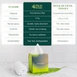 Bamboo Facial Tissue | 3-Ply Strong | Lint-Free, Fragrance-Free | Gentle for Sensitive Skin | BPA & PFAS-Free, FSC Certified | 8 Cube Boxes (480 Sheets) | PALM NAKI