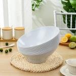 BESTVIP 54oz White Plastic Serving Bowls for Party - 12 Pack Angled Disposable Serving Bowls, Party Bowls for Chips, Snacks, Fruit, Sal - Bowls for Parties, Daily Use,Halloween, Christmas