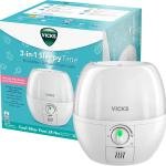 Vicks 3-in-1 SleepyTime Humidifier, No. 1 Brand Recommended by Pediatricians*. Cool Mist Humidifier with Night-Light, and Essential Oil Diffuser for Baby and Kids rooms. Visible Cool Mist, White.