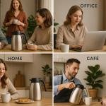 Heritage66 Thermal Coffee Carafe with Cleaning Brush – 68 oz (2 L) Vacuum Insulated Stainless Steel Beverage Dispenser, Keeps Drinks Hot 12 H/Cold 24 H, Ideal for Home, Office & Parties