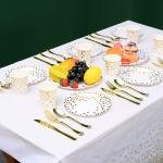 200Pcs Gold Party Supplies - Gold Paper Plates & Napkins Cups Silverware Serves 25 Sets for Wedding Bridal Shower Engagement Birthday Parties (Gold dot)