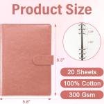 Leather Watercolor Journal Sketchbook - A5 Binder Art Journal With 6 Ring Cotton Ps, 300GSM 140LB Hardcover Notebook, 20 Sheets Painting Paper 8.3x5.8 Art Supplies (RoseGold)