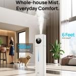 Dreo 11L Smart Humidifier Large Room 700 ft², 100H Cool Mist Air Humidifiers for Bedroom, Top-Fill Self-Cleaning Tank, 26dB, Auto Mode, Aroma Box, RGB Light, Remote & APP Control, Baby, Plant, Silver