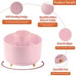 Desk Pencil Pen Holder, 5 Slots 360°Degree Rotating Organizers for Desk, Desktop Storage Stationery Supplies Organizer, Cute Cup Pot Office, School, Home, Art Supply, Pink