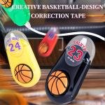Basketball-Shaped White Correction Tape, 39.37ft Each, 4-Count Pack, Easy to use, Dry Instantly, Clean and Tear-Resistant Tape Office or School Supplies, Red, Yellow, Green, Black