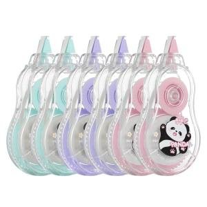Cute Gourd-Shaped White Correction Tape, 39.37ft Each, 6-Count Pack, Easy to use, Dry Instantly, Clean and Tear-Resistant Tape Office or School Supplies, Pink Purple Cyan