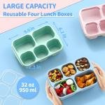 Bento Box ult Lunch Box - 4 Pack, 5 - Compartment Meal Prep Container for Kids, Reusable Food Storage Snack Containers - Stackable for School, Work, and Travel (Wheat(Green/Blue/Pink/Beige))