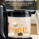 GROWNSY Baby Food Maker with Steam Basket, One Step Baby Food Processor Steamer Puree Blender Grinder Mills Machine, Auto Cooking Grinding and Sterili-zing for Healthy Homeme Baby Food, Blcak