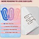24 Pcs Jumbo Acrylic Paper Clips, 4"x2" Large Plastic Paper Clips, Bright Colors, Classroom & Office Supplies, Back to School Gifts for Students & Teachers, Desk Org & DIY Charms & Accents & Bookmarks