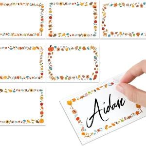 240 Pcs Fall Name Tag Stickers Thanksgiving Name Labels Autumn Pumpkin Maple Leaves Border Gift Tag for Fall Thanksgiving Home Office Party Guests Classroom Supplies, 3. 5 x 2. 4", 6 Styles