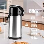 PARACITY Upgred Airpot Coffee Carafe with Double Pump, Stainless Steel Drink Dispenser for Hot/Cold Beverage with Lazy Susan Base, Coffee Termos Para Cafe for Hot Cocoa for Parties