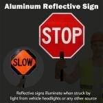T&R (1 Pack) Large Stop Slow Sign with Handle, 18 x 18 Inches Double Sided Stop/Slow Traffic Sign, Rust Free Aluminum Reflective, Weather Resistant, Waterproof, Fe Resistant, Easy to Mount(Orange)