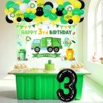 Cheereveal Garbage Truck 3rd Birthday Decorations, Happy 3rd Birthday Backdrop, Trash Truck Balloon Garland Arch Kit, Recycling Waste Management Theme Three Bday Baby Shower Party Supplies