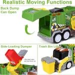 ZHFUYS Large Garbage Truck Toy Set,Friction Powered Toys Cars with Trash Bins, Dumpster, and Learning Cards for Kids,Educational Recycling Toy for Boys