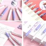 12pcs Cute Retractable Pens Aesthetic Gel Pens Ink Writing Pens with 0.5 mm Smooth Fine Point Novelty Printing Pens Office School Supplies for Women Men (rose 6color 12pcs)