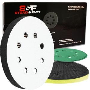 S&F STEAD & FAST Orbital Sander Foam P 5 inch, Foam Sanding Ps for Orbital Sander 2pcs, Interface P 8 Holes, Hook and Loop Backing Ps, Soft Sander Cushion, Sponge Buffer