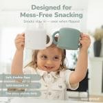 WeeSprout Snack Containers, Food Gre Silicone Cups, Spill-Proof Tops For Toddlers and Babies, Premium Hard Plastic Travel Lids, Dishwasher Safe, Set of 2 Snack Catchers