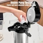 PARACITY Upgred Airpot Coffee Carafe with Double Pump, Stainless Steel Drink Dispenser for Hot/Cold Beverage with Lazy Susan Base, Coffee Termos Para Cafe for Hot Cocoa for Parties