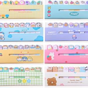 Cute Animals Plant Foods Mini Sticky Notes, 8 Styles Cartoon Flags Index Tabs Self-Stick Fun Post it Notes, 120 Sheets/Pack, for Students Bookmark Office School Index Tab Supplies (8)