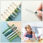 Aesthetic Stationery Set Supplies Sticky Notes Set 6 Mini Correction Tapes 6 Retractable Black Ink Pens 0.5mm Fine Point Paper Corrective Pen Self Stick Index Tabs(Green)