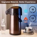 PARACITY Upgred Airpot Coffee Carafe with Double Pump, Stainless Steel Drink Dispenser for Hot/Cold Beverage with Lazy Susan Base, Coffee Termos Para Cafe for Hot Cocoa for Parties