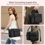 Bible Cover Case for Women, Large Bible Bag with Removable Pencil Case, Water Bottle Pocket and Shoulder Strap for Bible Study Supplies, Church Carrying Journaling Kit, Christian Gift for Women