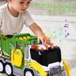 ZHFUYS Large Garbage Truck Toy Set,Friction Powered Toys Cars with Trash Bins, Dumpster, and Learning Cards for Kids,Educational Recycling Toy for Boys
